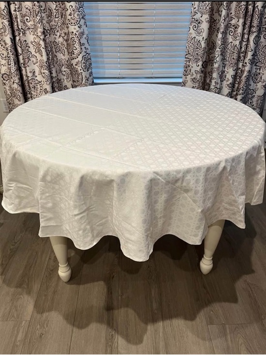 kate spade Other - kate spade White Round Tablecloth with Subtle Jacquard Pattern